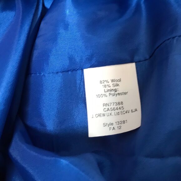 J.Crew Dress Size 2 Allie In Festival Blue Wool Silk Blend Sleeveless Sheath - Picture 10 of 12